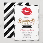 Lipstick bachelorette-uitnodiging kaart (Voorkant / Achterkant)