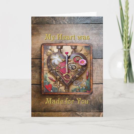 Lipstick Bloemen Hart Steampunk Serie Bedankkaart (Voorkant)