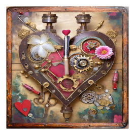 Lipstick Bloemen Hart Steampunk Serie Foto Afdruk