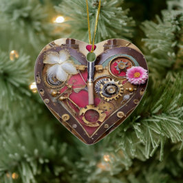 Lipstick Bloemen Hart Steampunk Serie Keramisch Ornament