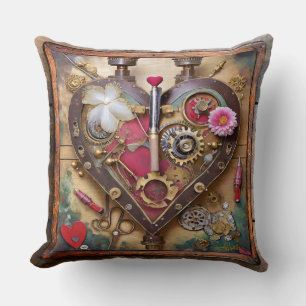 Lipstick Bloemen Hart Steampunk Serie Kussen