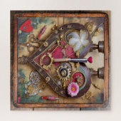 Lipstick Bloemen Hart Steampunk Serie Legpuzzel (Horizontaal)