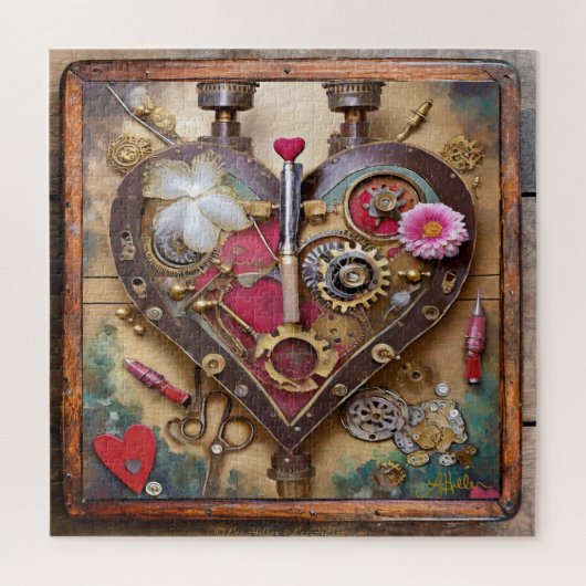 Lipstick Bloemen Hart Steampunk Serie Legpuzzel (Verticaal)