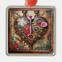Lipstick Bloemen Hart Steampunk Serie Metalen Ornament