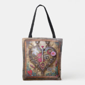 Lipstick Bloemen Hart Steampunk Serie Tote Bag (Achterkant)