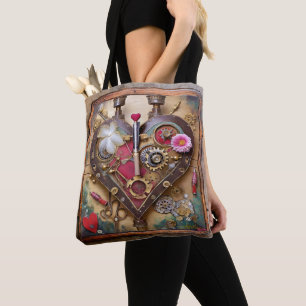 Lipstick Bloemen Hart Steampunk Serie Tote Bag