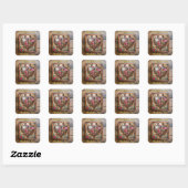 Lipstick Bloemen Hart Steampunk Serie Vierkante Sticker (Vel)