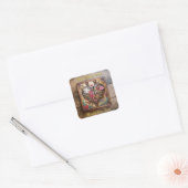 Lipstick Bloemen Hart Steampunk Serie Vierkante Sticker (Envelop)
