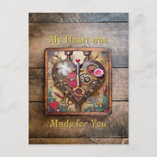 Lipstick Bloemen Hart Steampunk Series Briefkaart (Voorkant)