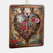 Lipstick Bloemen Hart Steampunk Series Keramisch Ornament (Rechts)