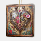 Lipstick Bloemen Hart Steampunk Series Keramisch Ornament (Links)