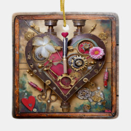 Lipstick Bloemen Hart Steampunk Series Keramisch Ornament