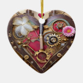Lipstick Bloemen Hart Steampunk Series Keramisch Ornament (Voorkant)