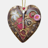Lipstick Bloemen Hart Steampunk Series Keramisch Ornament (Links)