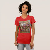 Lipstick Bloemen Hart Steampunk Series T-shirt (Voorkant volledig)