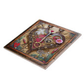 Lipstick Bloemen Hart Steampunk Series Tegeltje (Zijkant)