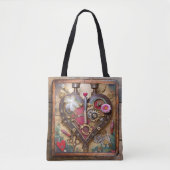 Lipstick Bloemen Hart Steampunk Series Tote Bag (Voorkant)
