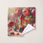 Lipstick & Bloemen Impressionistisch schilderij Bad Handdoek (Wasdoekje)