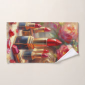 Lipstick & Bloemen Impressionistisch schilderij Bad Handdoek (Handdoek)