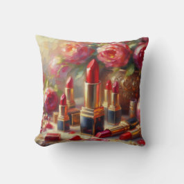 Lipstick & Bloemen Impressionistisch schilderij Kussen
