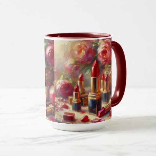 Lipstick & Bloemen Impressionistisch schilderij Mok (Voorkant rechts)