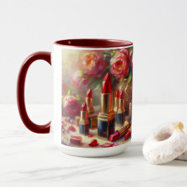 Lipstick & Bloemen Impressionistisch schilderij Mok
