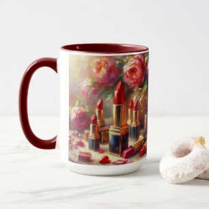 Lipstick & Bloemen Impressionistisch schilderij Mok