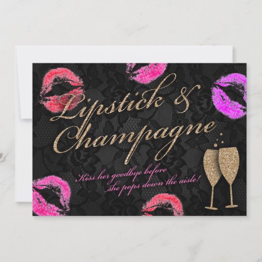 Lipstick & Champagne Bachelorette Kaart (Voorkant)