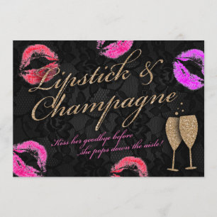 Lipstick & Champagne Bachelorette Kaart