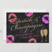 Lipstick & Champagne vrijgezellenfeest Kaart (Voorkant)