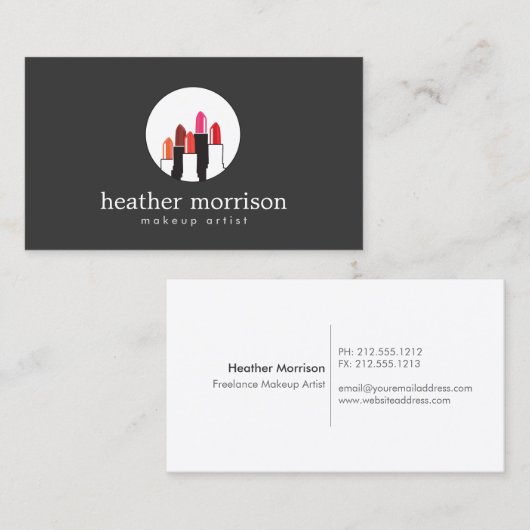 Lipstick Collage Logo 2 voor make-up artiesten, sc Visitekaartje (Voorkant / Achterkant)