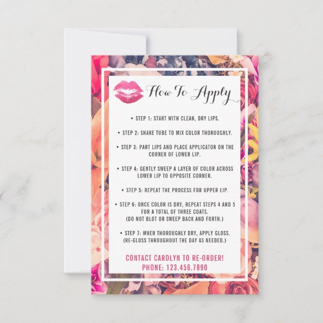 Lipstick Distributeur Applicatie / Tips Card (Voorkant)