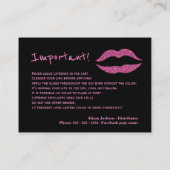 Lipstick distributeur glam applicatie instructies visitekaartje (Achterkant)