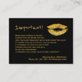 Lipstick distributeur glam applicatie instructies visitekaartje (Achterkant)