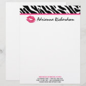 Lipstick Distributeur Marketing Zebra Kus Lippen Custom Briefhoofd (Voorkant / Achterkant)