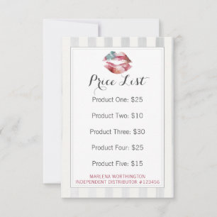 Lipstick Distributeur Prijslijst Aquarelkaart