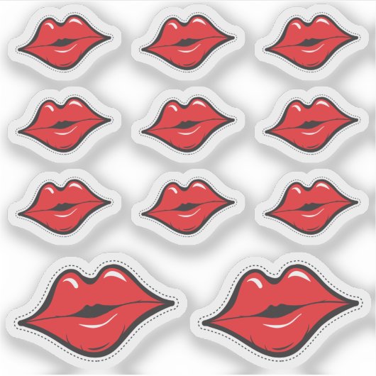 Lipstick Distributeur Rode Kus Kissing Lips Planne Sticker (Voorkant)