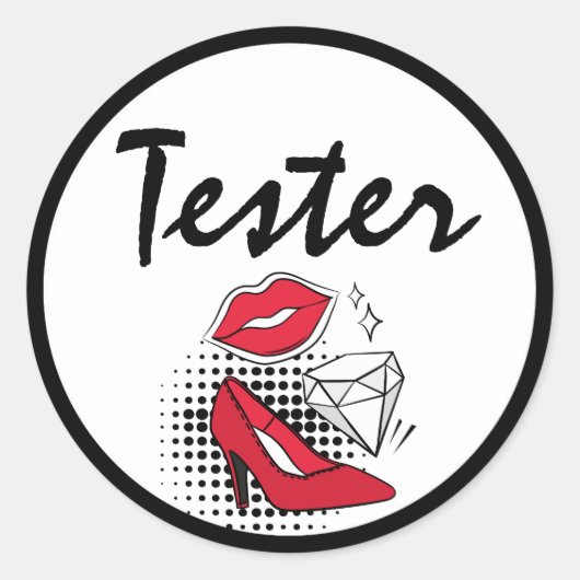 Lipstick Distributeur Tester Moderne Lippen Kiss L Ronde Sticker (Voorkant)