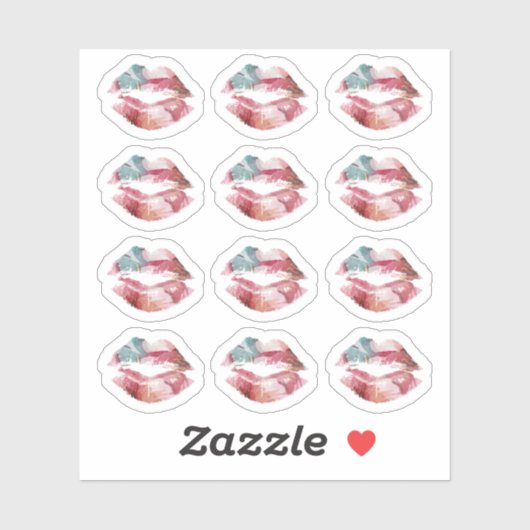 Lipstick Distributeur Waterverf Kiss Lips Planner Sticker (Vel)