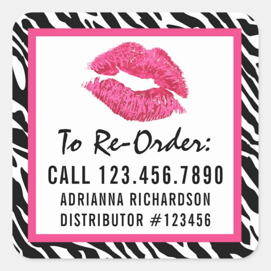 Lipstick Distributeur Zebra Kiss Re-Order Label (Voorkant)