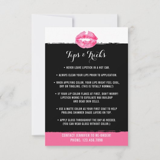 Lipstick Distributor Application/Tips Card Kaart (Achterkant)