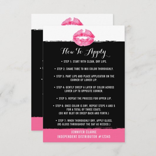 Lipstick Distributor Application/Tips Card Kaart (Voorkant / Achterkant)