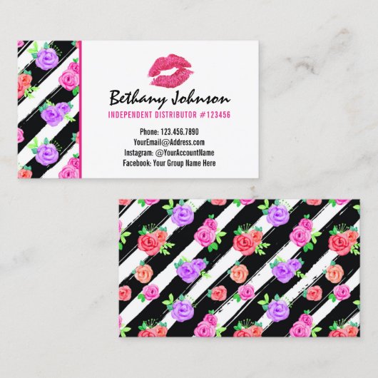 Lipstick Distributor Glam Roos Kiss Plain Terug Visitekaartje (Voorkant / Achterkant)