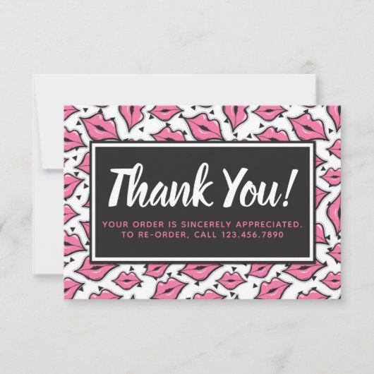 Lipstick Distributor Hartelijk dank Roze Lips Kiss Bedankkaart (Voorkant)