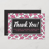 Lipstick Distributor Hartelijk dank Roze Lips Kiss Bedankkaart (Voorkant / Achterkant)