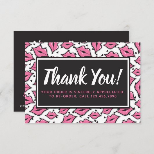 Lipstick Distributor Hartelijk dank Roze Lips Kiss Bedankkaart (Voorkant / Achterkant)