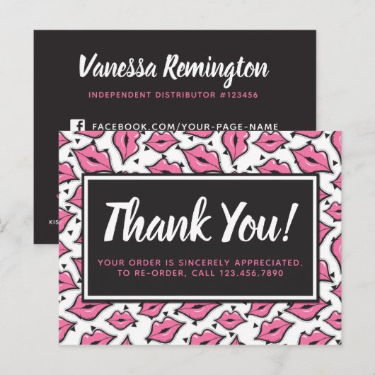Lipstick Distributor Hartelijk dank Roze Lips Kiss Briefkaart (Voorkant / Achterkant)