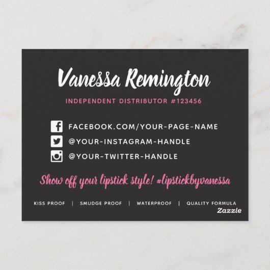 Lipstick Distributor Hartelijk dank Roze Lips Kiss Briefkaart (Achterkant)