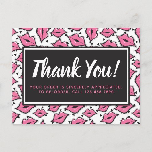 Lipstick Distributor Hartelijk dank Roze Lips Kiss Briefkaart (Voorkant)