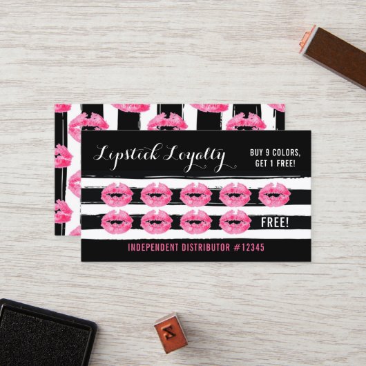 Lipstick Distributor Loyalty Punch Kiss Plain Back (Voorkant / Achterkant in situ)